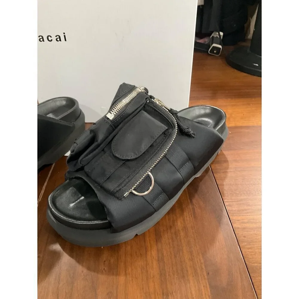 SACAI Pockets Slides in Black 43 10 New With Box Mens Sandals Shoes